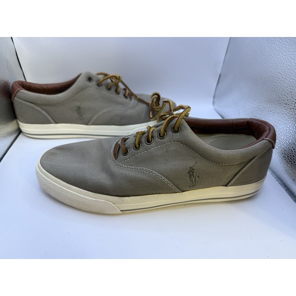 Polo Ralph Lauren Vaughn Canvas Leather Sneakers Size 10D Men's Casual